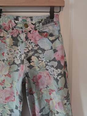 Vintage Palmetto's Floral Mom Jeans Womens Size 5 High Rise Pastel Rose 90s